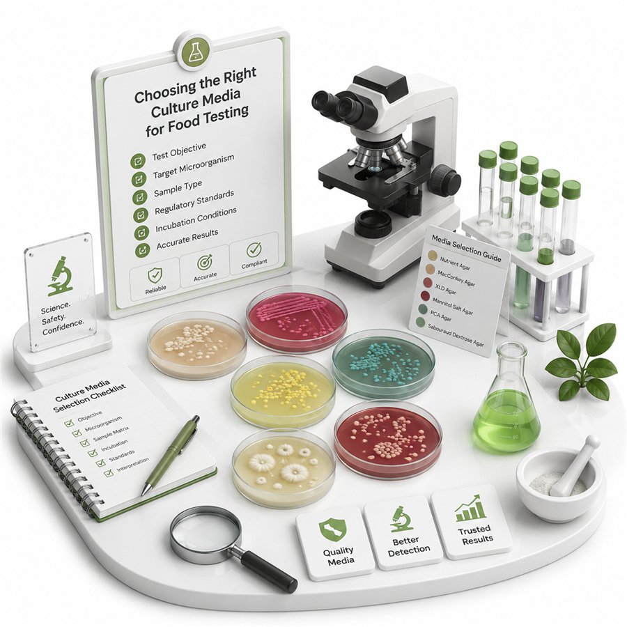 Isometric illustration of laboratory culture media plates and microbiology testing equipment